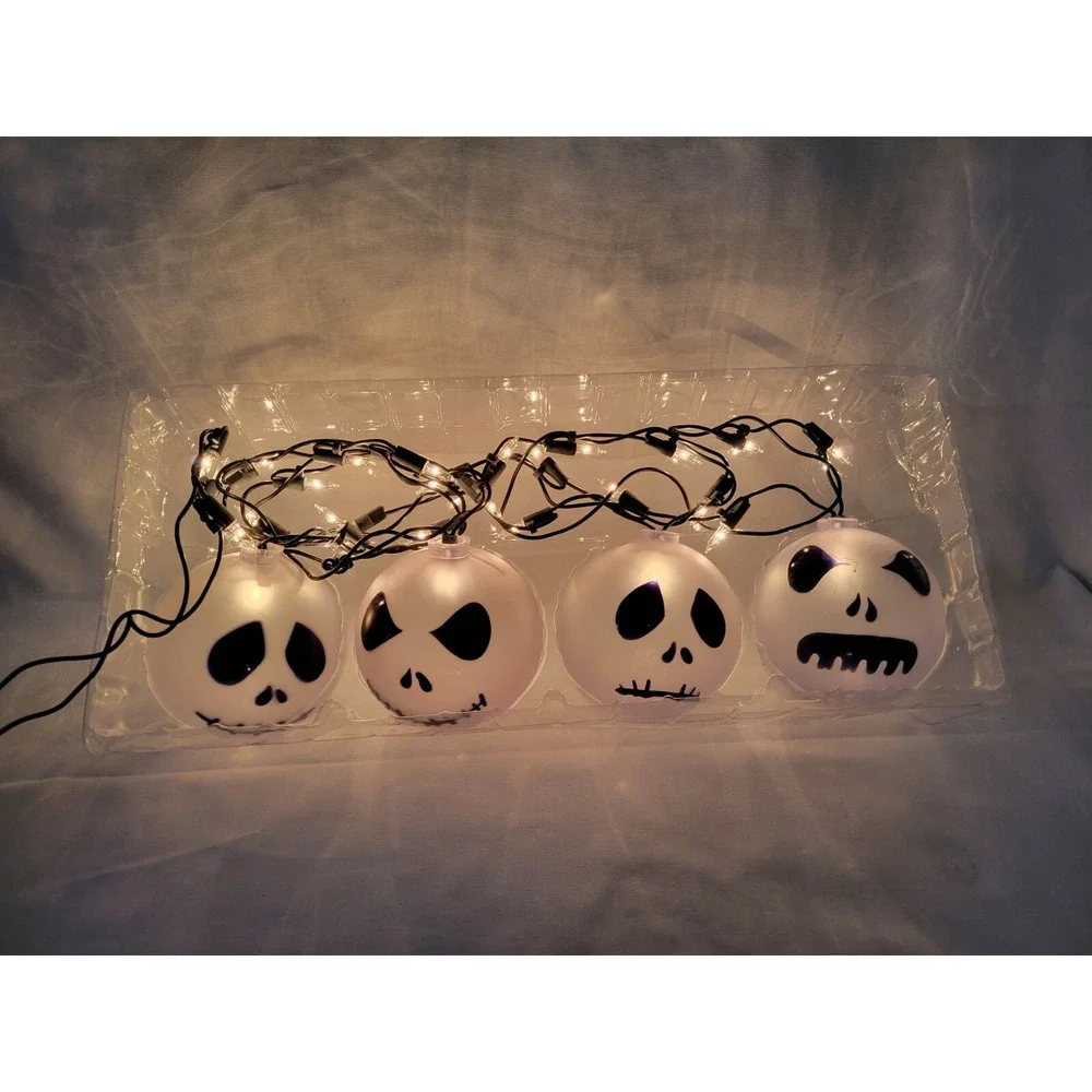 Vintage Spirit Halloween Scary Ornament Light String Monster Skull Face Head